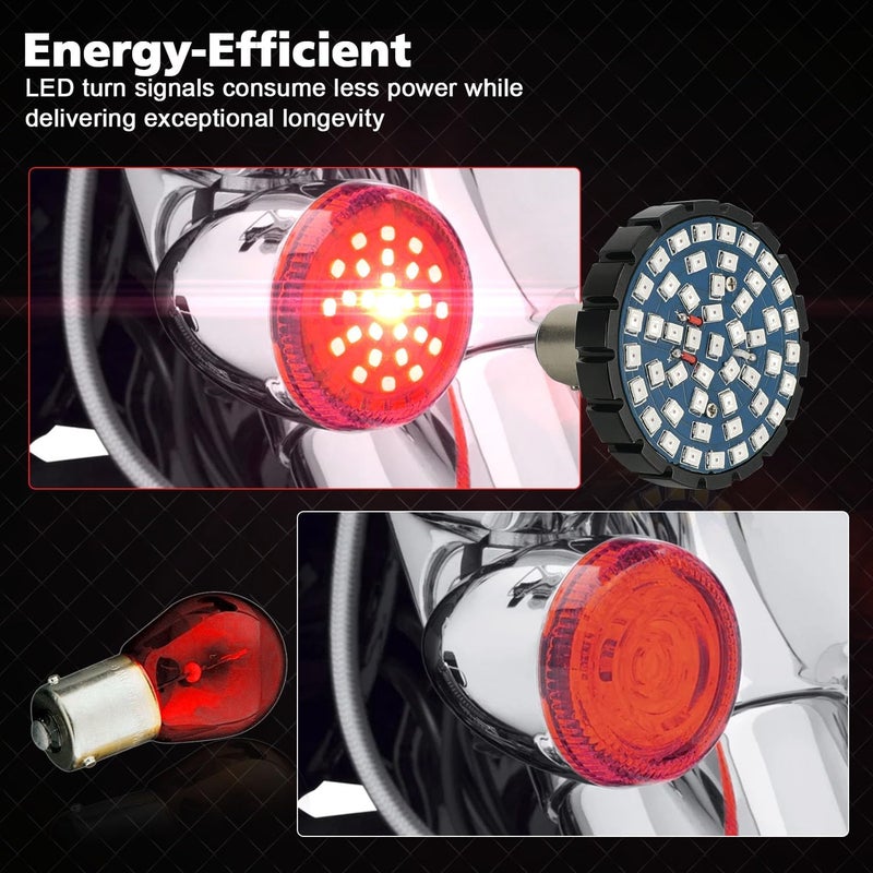 SUNPIE Motorcycle LED Turn Signal Lights 1157 Bullet Style Rear Blinker LED Light Compatible with Harley Touring Dyna Softail Sportster Street Glide Road Glide Iron 883, Dual-Element - Image 4